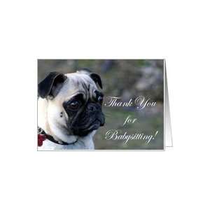  Thank You for babysitting Pug Dog Card Health & Personal 