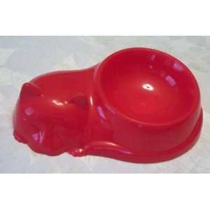    Plastic Cat Shaped Bowl / Dish 10 Oz., RED 