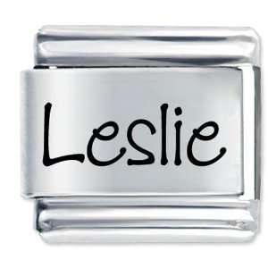Name Leslie Laser Charms Italian