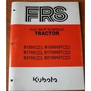 Kubota Flat Rate Schedule Tractor B1550 (2WD, 4WD), B1550HST (2WD 