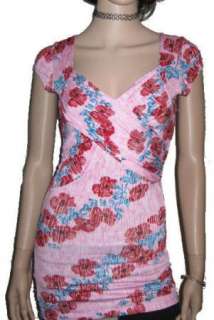 New Rue 21 Pink floral ruched bodice open back soft top NWT Sz S Small 