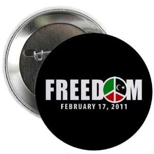 LIBYA Revolution for FREEDOM and PEACE Black 2.25 inch Pinback Button 
