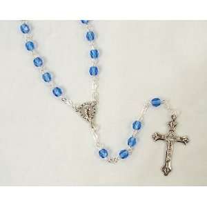  Sapphire Birthstone 18 Glass Beaded Rosaries #31909