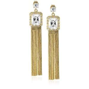  Leslie Danzis Gold Crystal and Snake Chain Earrings 