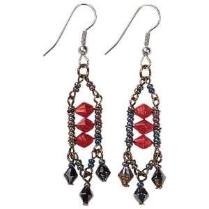  Classic Ruby Colored Lady Avalon Beaded Earrings