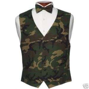 Brand New Army Camouflage Tuxedo Vest and Bowtie  
