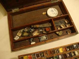 Antique Mahogany Artists Paint Box Winsor & Newton London  