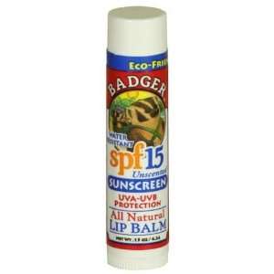  24 Pack Badger SPF 15 Sunscreen Lip Balm Stick   0.15 oz 
