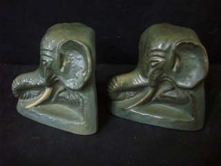 BRUSH MCCOY 0126 1928 ELEPHANT WITH TUSKS BOOKENDS C435  