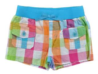 One Step Up Girls Plaid Turquoise & Multi Color Short Size 7/8 10/12 