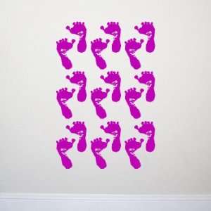   FEET PRINTS Vinyl Wall Decal Sticker Set  Vinyl Color Fuchsia Pink