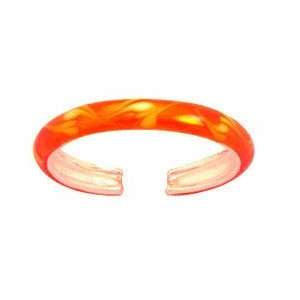  Sterling Silver 3mm Neon Orange Swirl Enamel Toe Ring 