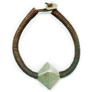  Aged Steel pyramid Bracelet D Gem Jewelry
