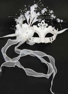   VENETIAN MASK masquerade rhinestone WHITE NEW Asian WEDDING flowers