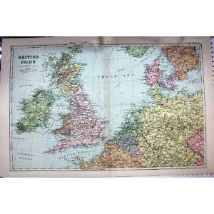  MAP BRITAIN 1895 ENGLAND SCOTLAND IRELAND DENMARK