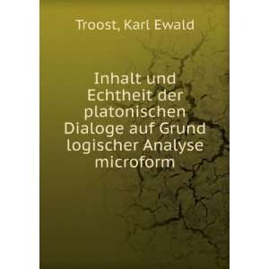   auf Grund logischer Analyse microform Karl Ewald Troost Books