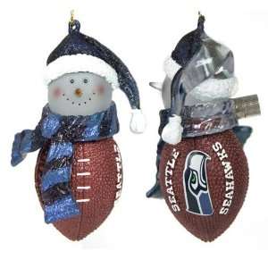 BSS   Seattle Seahawks NFL Light Up Striped Acrylic Snowman Ornament 