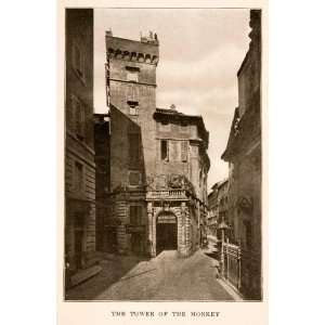 1905 Halftone Print Monkey Tower Rome Italy Architecture Street Little 