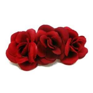  NEW Red Triple Rose Hair Flower Clip, Limited. Beauty