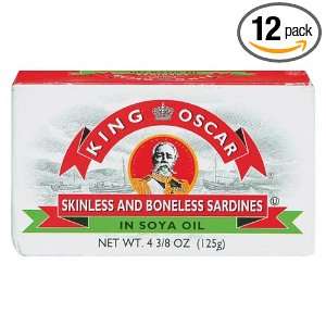 King Oscar Sardine South Beach Soy Oil, 3.75 Ounce Cans (Pack of 12)
