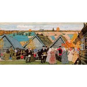  FRAMED oil paintings   Boris Kustodiev   24 x 12 inches 