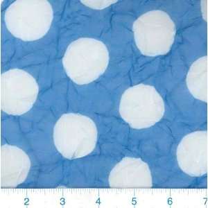  52 Wide Crinkled Sheer Azure/White Polka Dot Fabric By 