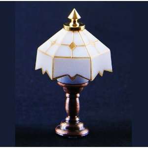  Dollhouse Miniature White Tiffany Table Lamp #YL1018 Toys 
