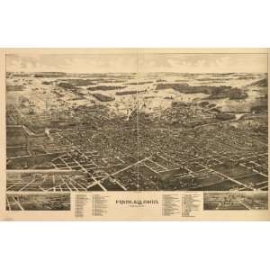  1889 Findlay, Ohio, Birds Eye Map