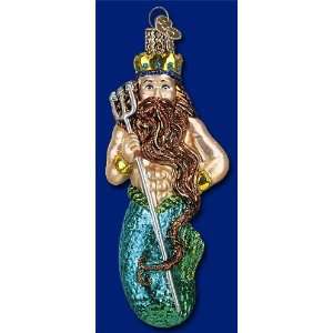  NEPTUNE King Of The Sea Merman Glass Ornament Old World 