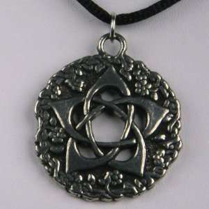  Pewter Garden Pentagram Pendant & Necklace, PND1046 