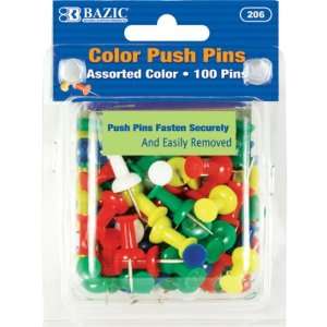  BAZIC Assorted Color Push Pins (100/Pack), Case Pack 144 