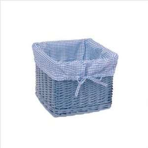  Small Willow Basket Set in Blue with Blue Gingham Liner 
