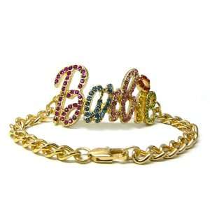  Iced Out NICKI MINAJ BARBIE Chain Bracelet Gold/Multi 