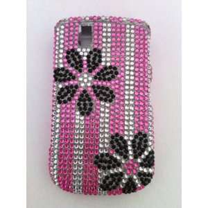 Blackberry Bold / Tour 9630 Black Flowers on Pink and Silver Stripes 