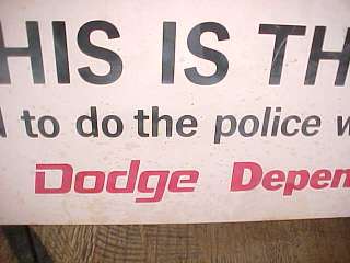 Vintage 1972 Dodge Police car top sign/display/chrysler/mopar/1960s 