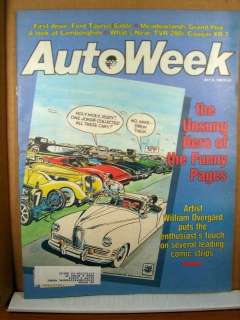 AutoWeek Newspaper July 15 1985 Artist William Overgard  
