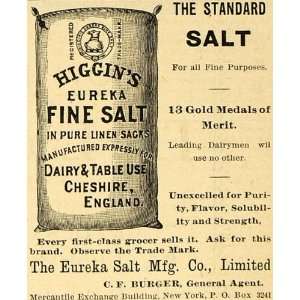  1890 Ad Higgins Eureka Table Salt Linen Sack Diary C. F 