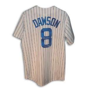 Andre Dawson Chicago Cubs Autographed Pinstripe Jersey with The Hawk 