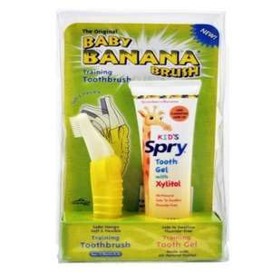  Spry Baby Banana Brush with Strawberry Banana Toothgel 