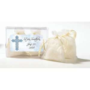 Wedding Favors Blue Cross on Canvas Background Design Personalized 