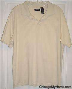 Axcess Claiborne Mens Cream Ribbed Polo Shirt Large L  