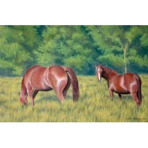  Original Pastel Horses Grazzing 