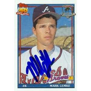  Mark Lemke Autographed 1991 Topps Card #251 Atlanta Braves 