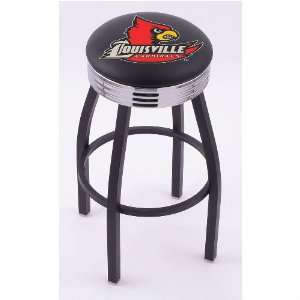 Louisville Cardinals 25 Single ring Swivel Bar Stool with 2.5 Ribbed 