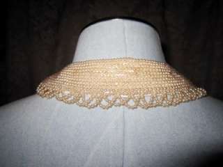 50s Vtg Beaded Pearl Sweater Dress Collar/Choker Hand Made by Top Hit 