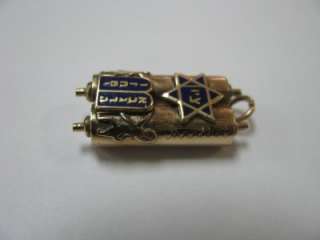 14K Solid Gold Jewish Torah Charm Pendant  