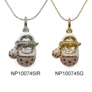 darling enamel baby shoes charm pendants drop necklace a lovely gift 