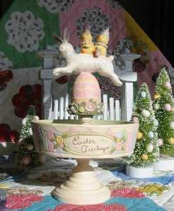 Bethany Lowe Easter Bunny Greg Guedel Fancy Candy Dish Paper Mache 