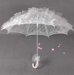 Small White Handmade Lace Flower Girls Parasol Wedding Party Sun 