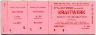 Kraftwerk Free Trade Hall, Manchester 15/10/78 UK Ticket PINK  